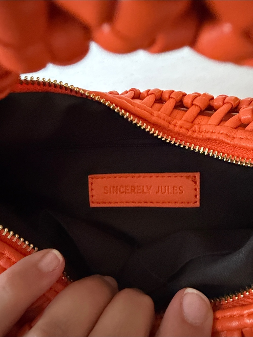 Sincerly Jules Braided Orange Shoulder Bag - Picture 2 of 6